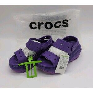 Crocs Classic Mega Crush Sandal Clog Neon Purple 207989-518 Siz M5/W7 NWT